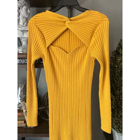 Amur Vivian Knit Midi Dress Yellow Womens Size Medium - Picture 4 of 9